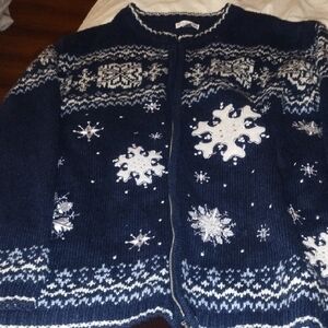 Navy Blue Snowflake Cardigan
